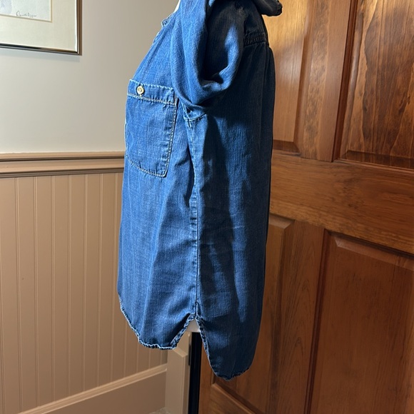 Cloth & Stone Long Sleeve Blue Tencel Tunic Shirt - S - Picture 4 of 7